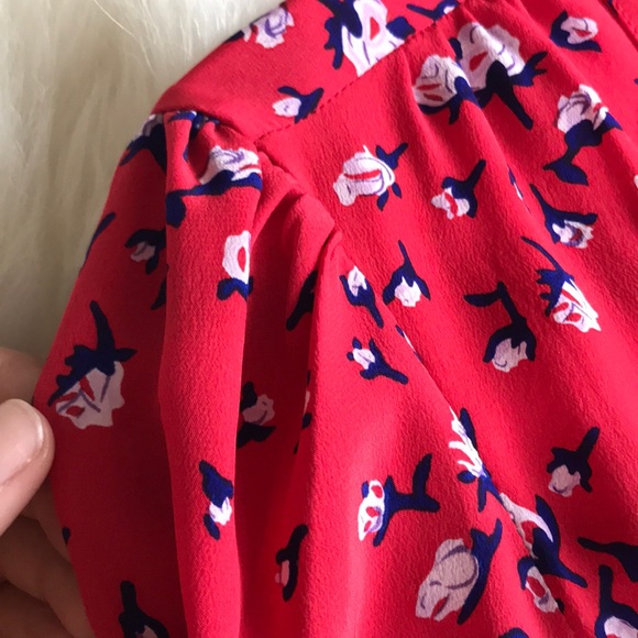 Red Silk Floral Shirt Dress - Picture 5 of 5